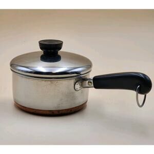 VTG 1801 Revere Ware 1 Qt Quart Copper Clad Bottom Saucepan Rome NY USA 1986